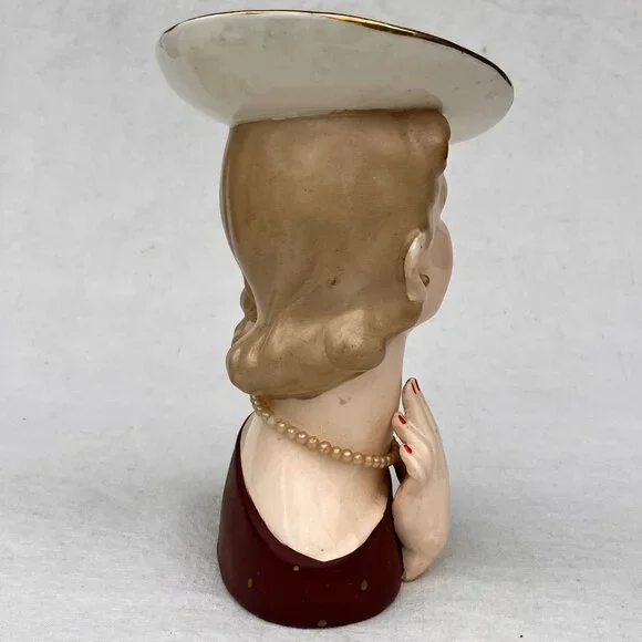 1956 Napco Lady in Pearls Head Vase C2637A - Picture 5 of 15